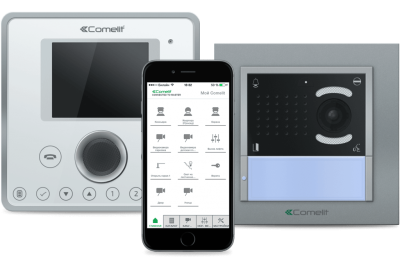 Комплект IP-домофона Comelit с вызывной панелью iKall и IP-монитором Planux.